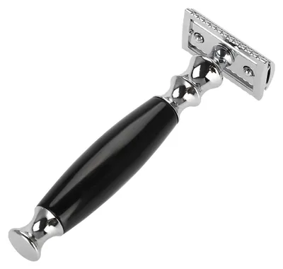 Produktbild von Edelstahl-Bartformschablone und Rasiermesser-Schnurrbart-Rasierset (schwarzes Rasiermesser)