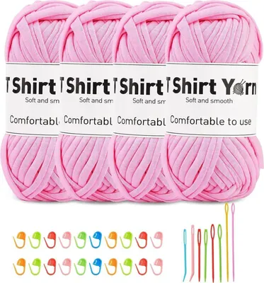 Image de Doxiru Lot de 4 fils à T-shirt Set de fils à crochet en coton Fil à tricoter