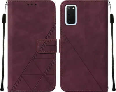 Produktbild von Galaxy S20 Hülle, Schlank Prägung Flip Leder Kartenfächer Schutzhülle mit Ständer für Samsung Galaxy S20 Rot