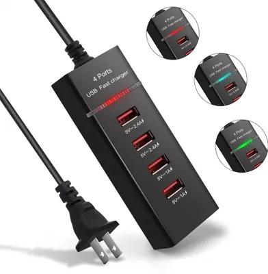Produktbild von 4 USB-Ports Auto-Ladegerät für iPhone iPad Samsung Tablet Handy Schnellaufladen US-Stecker