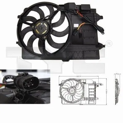 Produktbild von TYC 803-0002 Lüfter Motorkühlung Kühlerlüfter für MINI Schrägheck (R50, R53) Wasserkühler Ø400mm