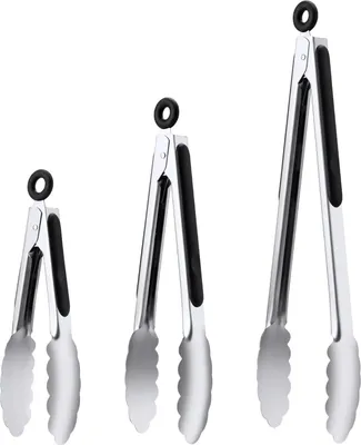 Produktbild von Edelstahl Küchentang Set - BBQ-Grillen - 3 Stück - 7/9/12 Zoll