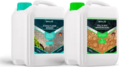 Immagine prodotto di SkinStar detergente e impregnante per pietra confezione doppia da 2,5 litri ciascuno Terrazza per pietra