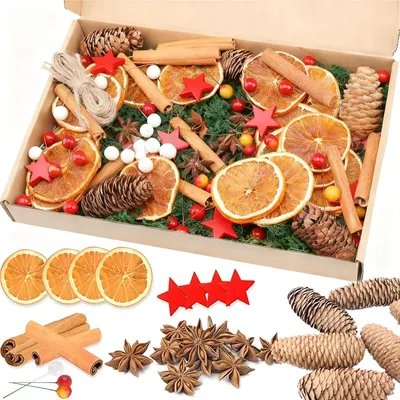 Image de Assortiment de décorations de Noël naturelles, 207 pièces, pour couronnes de l'Avent