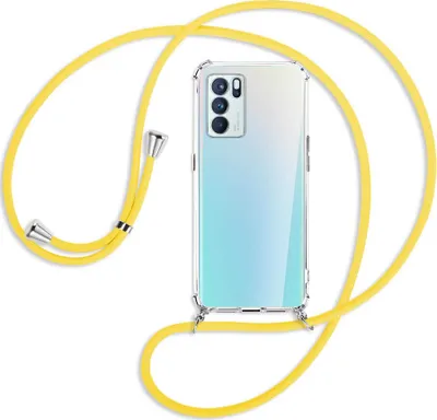 Produktbild von Handykette Backcover-Schutzhülle mit Band (Metall silberfarben) für Oppo Reno6 Pro Plus 5G (PENM00) - gelb