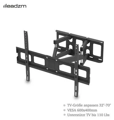 Immagine prodotto di LEAZDM Supporto a muro per TV da 32-70 pollici, inclinabile e girevole, modello TMDs-101, capacità di carico 50 kg, standard VESA 600x400, regolazione verticale di 10 gradi