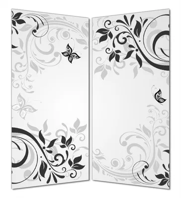 Produktbild von Wallario selbstklebende Duschrückwand 180 x 180 cm mit Motiv Schnörkelmuster mit Schmetterlingen - Wandverkleidung mit Hochglanzlaminat in Glasoptik