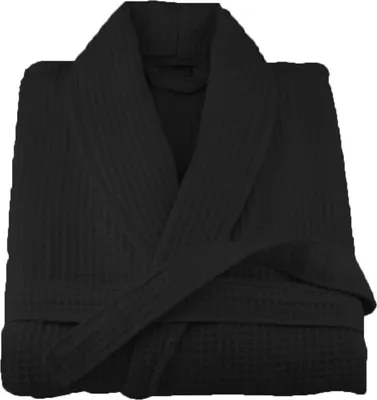 Produktbild von Waffel/Hotelbademantel Schwarz (S/M) 100 % Baumwolle