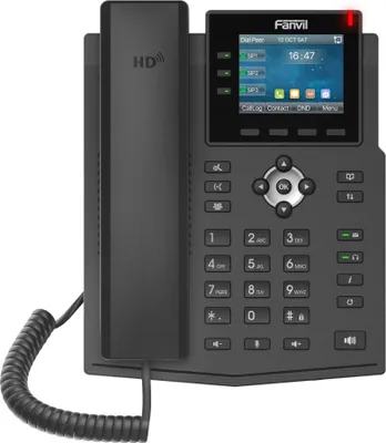 Immagine prodotto di Fanvil X3U, Telefono IP, Nero, Cornetta a filo, Da scrivania/a parete, In-band, Out-of-band, Info SIP, 6 linee