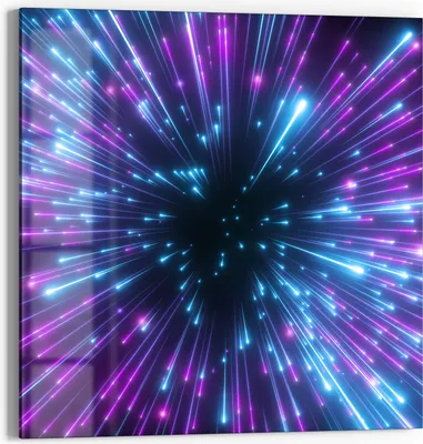 Produktbild von DEQORI Glasbild Echtglas 30x30 cm 'Lichter der Zukunft' Wandbild Bild modern Deko