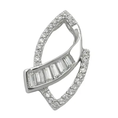 Produktbild von Anhänger 29x18mm viele Zirkonias glänzend rhodiniert Silber 925 silber 29x18mm