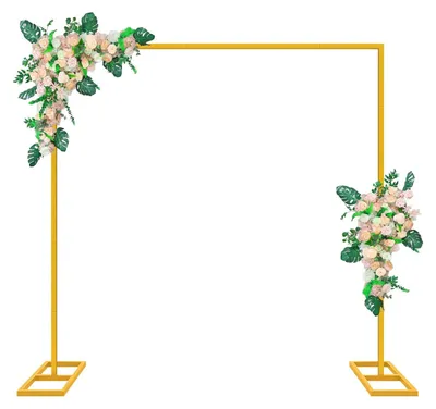 Productafbeelding van Bruiloftsboog 2,5 x 2,5 m - Achtergrondstandaard - Metalen Boog - Goudkleurig - Feestdecoratie - Stabiel en duurzaam