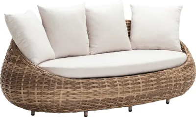 Produktbild von Dehner Lounge-Sofa Tulum, 3-Sitzer Sofa inkl. Polster, 208 x 97 x 76 cm, Aluminium / Kunststoffgeflecht / Polyester, braun / weiß
