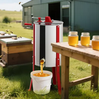Produktbild von YZNAHRE Honigschleuder Manuelle 3 Waben Edelstahl Tangentialschleuder Honigextractor mit Deckel, Handantrieb und Verstellbaren Beinen Honigschleudern Universal Imkerei Zubehör
