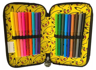 Obrázek produktu pro Goldkids - Penál 3 oddíly - Penál - Penál 3 oddíly Penál 44-dílný Vyplněný školní kufřík - Pokemon Pikachu