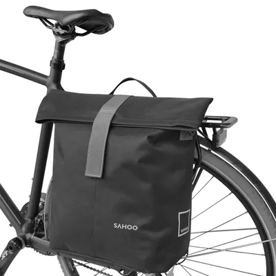 Produktbild von 14L Gepäckträgertasche schwarz Umhängetasche, Fahrradtasche Gepäckträger, Gepäcktasche mit Tragegurt, Fahrrad Tasche wasserresistent Reflektoren