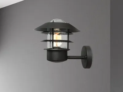 Immagine prodotto di Applique da esterno in stile industriale, nera, E27, 60 W, Helsingor Elstead