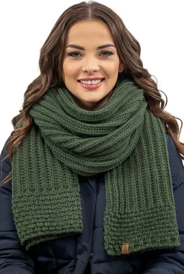 Image de Vivisence, écharpe d'hiver pour femmes, couvre-cou chaud et douillet pour l'hiver et l'automne, écharpe d'hiver classique pour femmes, fabriquée en UE, vert, taille unique
