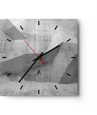 Produktbild von Wanduhr - Quadrat - Glasuhr - Beton Wand Grau - 40x40cm - Schleichendes Uhrwerk - Lautlos - zum Aufhängen bereit - Dekoration Modern - Wanddekoration aus Glas - C3AC40x40-4183