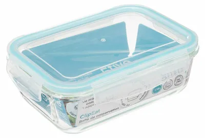 Immagine prodotto di 5five Simply Smart Vorratsdose Clipeat, Lunchbox, Borosilikatglas, Transparent, Blau, 1.18 Liter, 169280