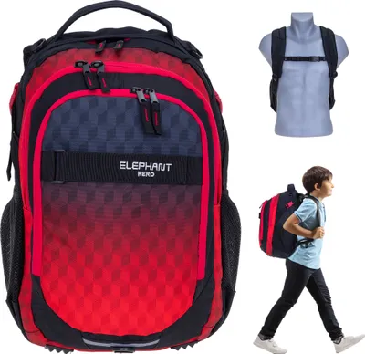 Produktbild von Schulrucksack Elephant Hero Signature Rucksack Jungen Mädchen Schultasche backpack Farbverlauf 12868 Red Cube (Rot Schwarz)