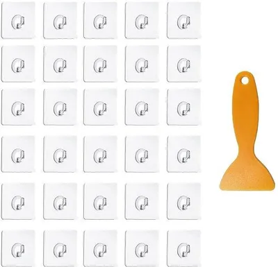 Zdjęcie produktu dla Przezroczyste haczyki samoprzylepne, zestaw 60 sztuk, wodoodporne, małe