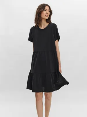 Produktbild von Kurzes Blusenkleid Lockeres Kurzarm Tunika Mini Dress VMFILLI | M