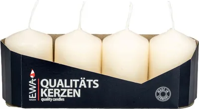 Zdjęcie produktu dla EWA, świece filarowe, kremowe, 4 sztuki