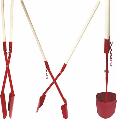 Produktbild von Erdlochausheber ca 15-32 cm Gr.2 Lochspaten Erdlochschaufel  mit 2 Stück Hartholzstiele mit verstellbarer Kette Erdlochheber  171 cm Handbagger Lochschaufel handlochschaufel
