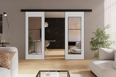 Obrázek produktu pro KIER FURNITURE TORI DUO - Kompletní sada posuvných dveří - 192x205x1,6 cm - bílá