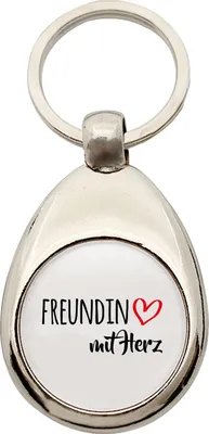 Produktbild von Huuraa Schlüsselanhänger Freundin mit Herz Metall Schlüsselring Einkaufswagenchip Geschenkidee