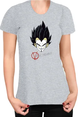 Produktbild von Damen T-Shirt Dragon Anime Manga Ball Z V For Vegeta, Lady XS / Grau