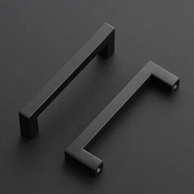 Immagine prodotto di Set di 5 maniglie per mobili da cucina in acciaio inox nero  maniglie per mobili quadrate