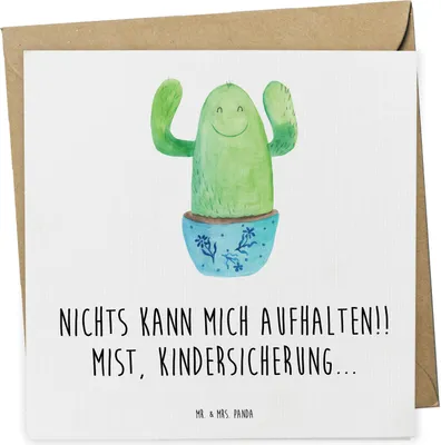 Produktbild von Mr. & Mrs. Panda Grußkarte Kaktus Happy - Weiß - Geschenk, Kakteen, Klappkarte, Ausbildung, anlasskarte, doppelkarte, faltkarte, Motivation, Spruch, Kollege, Familie