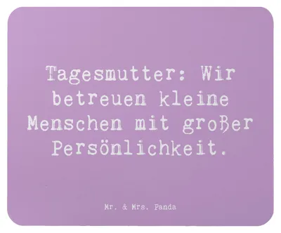 Produktbild von Mr. & Mrs. Panda Mouse Pad Spruch Tagesmutter Persönlichkeit - Lavendeltraum - Geschenk, Wertschätzung, Berufspassion, Kinderförderung, pc mausunterlage, mausteppich