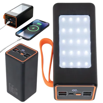 Produktbild von Juksun Powerbanks, Powerbank mit 90000 mAh, USB-C-Anschluss, für Outdoor Reisen und Camping, mit LED und Taschenlampe, 22,5 W Schnellladefunktion