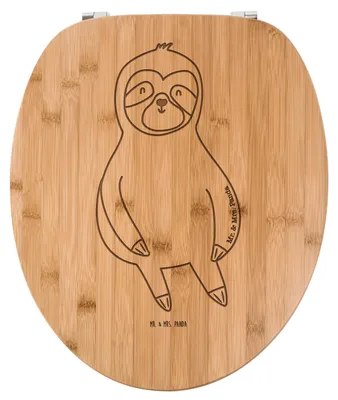 Produktbild von Mr. & Mrs. Panda WC-Brille Faultier Zufrieden - Transparent - Geschenk, Pause, WC Brille, Glück, Faultiere, Glücklich, Lustiger Sitz, Holz Klodeckel, Toilettendeckel