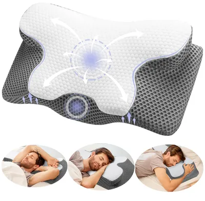 Image de Oreiller cervical - Mousse à mémoire de forme - 60 x 34 cm - 10/13 cm - Ergonomique