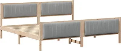 Zdjęcie produktu dla vidaXL Rama łóżka brązowo-jasnoszara 200 x 200 cm z litego drewna sosnowego