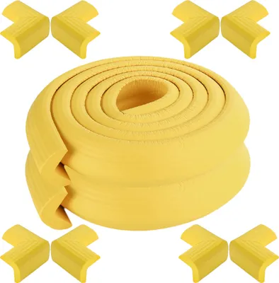 Produktbild von CANDeal 4 Meter gestreifter Aderkantenschutz und 8 x Eckenschutz, Premium-High-Density-Schaum baby schützende Haushalt Werkzeug für Tisch, Bank und andere Wohnmöbel - Gelb