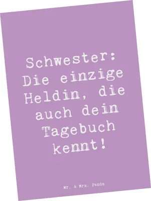 Produktbild von Mr. & Mrs. Panda Fotokarte Spruch Schwester Heldin - Lavendeltraum - Geschenk, beste Freundin, Ansichtskarten, Grußkarte, Familiengeschenk, bildkarte, Geschwisterliebe