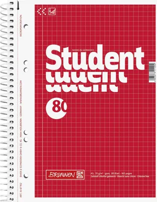 Obrázok produktu pre 5X BRUNNEN 1067952 Collegeblock Student, A5, 80 Blatt, Lineatur 5, rot