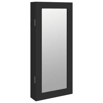 Image de vidaXL Armoire à bijoux avec miroir mural noir 30x8,5x67 cm