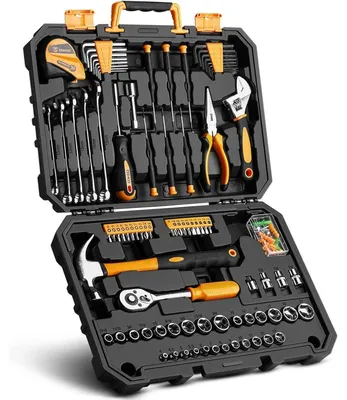 Immagine prodotto di Set di 128 utensili per la casa e l'auto, completo di valigetta porta-attrezzi