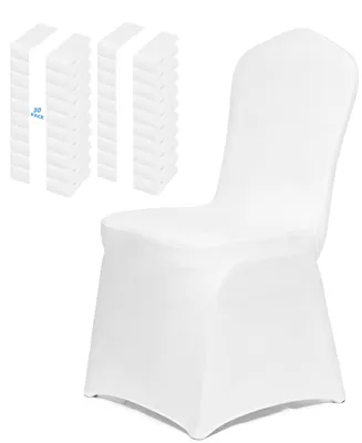 Imagen del producto de Fundas elásticas para sillas, color blanco, 30 unidades, de Elasthan, para sillas de comedor