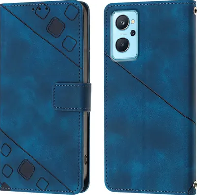 Produktbild von Hülle für OPPO Realme 9i A36 A76 Prägung Flip Leder Brieftasche Schutzhülle mit Ständer Blau
