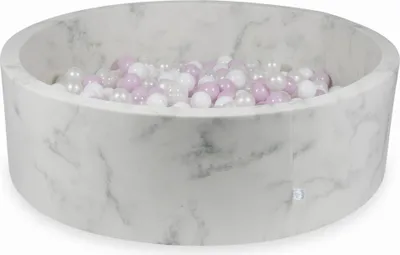 Produktbild von Trockenbecken 130x40 Marmor mit 700 Bällen: Hellrosa Perle, Weiß, Transparent, Perle