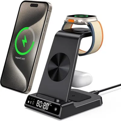 Obrázek produktu pro Bezdrátová nabíječka 3 v 1 s hodinami pro Apple Watch a AirPods