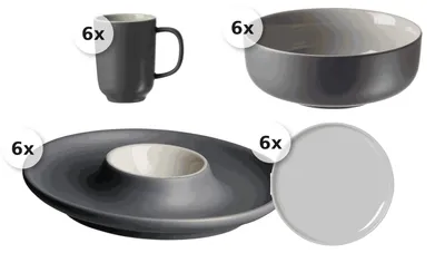 Produktbild von Frühstücksset 24 tlg. Jasper grau