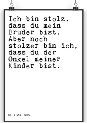 Produktbild von Mr. & Mrs. Panda Bild Ich bin stolz, dass... DIN A5 - Weiß - Geschenk, Sprüche, stolz, grafikposter, wanddeko, Neffe Geburt, Bruder, schöner Spruch, Nichte, Wandbild